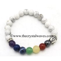 Howlite Round Beads Chakra Bracelet With Buddha Charm