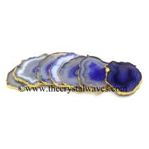 Purple Agate Gold Electroplated Coaster Slices