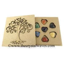 Pub Heart Chakra Set with Tree Of Life Engraved Flat Wooden Box With Gemstone 