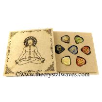  Chakra Symbols Engraved Pub Heart Chakra Set With Buddha Flat Wooden Box With Gemstone