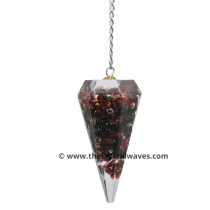 Garnet Chips Orgone Faceted Pendulum