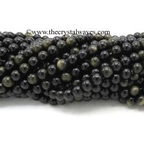 Black Gold Sheen Obsidian 8 mm Round Beads