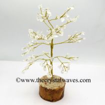 Crystal Quartz 50 Chips Golden Wire Gemstone Tree With Wooden Base