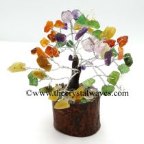 Mix Gemstone 50 Chips Brown Bark Silver Wire Gemstone Tree With Wooden Base