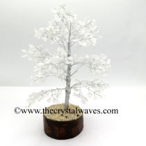 Crystal Quartz 100 Chips Silver Wire Gemstone Tree With Wooden Base