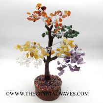 Mix Gemstone 400 Chips Brown Bark Silver Wire Gemstone Tree With Wooden Base
