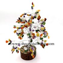 Mix Gemstone 400 Chips Silver Wire Gemstone Tree With Wooden Base