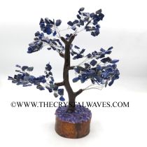 Lapis Lazuli 400 Chips Brown Bark Silver Wire Gemstone Tree With Wooden Base