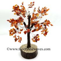 Carnelian Chips Brown Bark Silver Wire Customised Large Gemstone Tree With Wooden Base