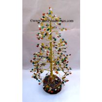 Mix Gemstone Golden Wire Customised Large Gemstone Tree With Wooden Base
