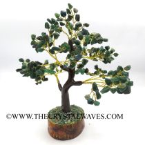 Green Aventurine Brown Bark Golden Wire Customised Large Gemstone Tree With Wooden Base