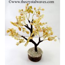 Yellow Aventurine Brown Bark Golden Wire Customised Large Gemstone Tree With Wooden Base