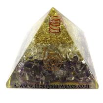 Rose Amethyst &amp; Crystal Chips Orgone Pyramids With Copper Wrrapped Crystal Point