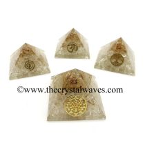 Crystal Quartz Chips Orgone Pyramid With Mix Assorted Symbol