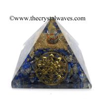 Lapis Lazuli Chips Orgone Pyramid With Yantra Symbol