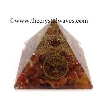 Carnelian Chips Orgone Pyramid With Tree Of Life Symbol