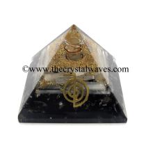 Black Tourmaline & Selenite Chips Orgone Pyramid With Cho Ku Rei Symbol
