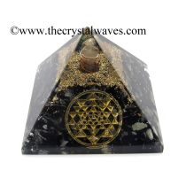 Black Tourmaline Chips Orgone Pyramid With Yantra Symbol