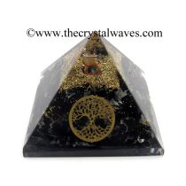 Black Tourmaline Chips Orgone Pyramid With Tree Of Life Symbol