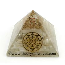 Selenite Chips Orgone Pyramid With Yantra Symbol