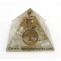 Selenite Chips Orgone Pyramid With Tree Of Life Symbol