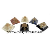 Gemstone Chips Mix Assorted Orgone Pyramids With Cho Ku Rei Symbol