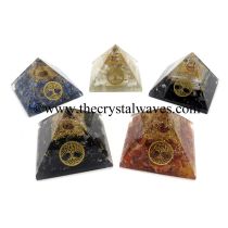 Gemstone Chips Mix Assorted Orgone Pyramids With Tree Of Life Symbol