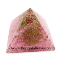 Rose Quartz Chips Orgone Pyramid With Tree Of Life Symbol