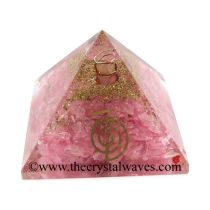 Rose Quartz Chips Orgone Pyramid With Cho Ku Rei Symbol