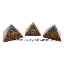7 Chakra Layerd Chips Orgone Pyramid With Mix Assorted Symbol
