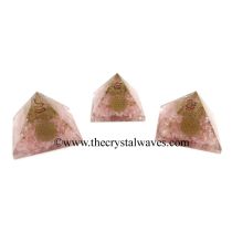 Rose Quartz Chips Orgone Pyramid With Flower Of Life Symbol