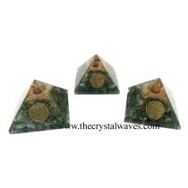 Green Aventurine Chips Orgone Pyramid With Flower Of Life Symbol