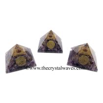 Amethyst Chips Orgone Pyramid With Flower Of Life Symbol