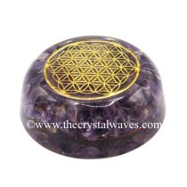Amethyst Chips Orgone Dome / Paper Weight With Flower Of Life Symbol