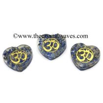 Lapis Lazuli Chips With Om Symbols Heart Shape Orgone Pendant
