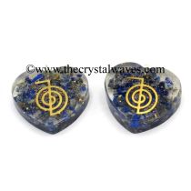 Lapis Lazuli Chips With Cho Ku Rei Symbols Heart Shape Orgone pendant