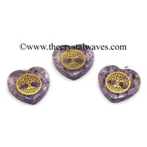 Amethyst Chips With Tree Of Life Symbols Heart Shape Orgone Pendant