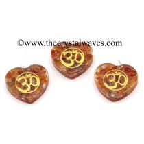 Carnelian Chips With Om Symbols Heart Shape Orgone Pendant