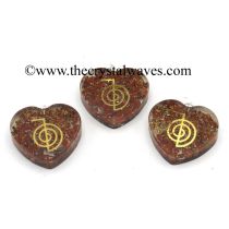 Red Jasper Chips With Cho Ku Rei Symbols Heart Shape Orgone pendant