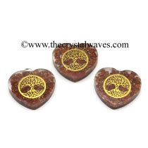 Red Jasper Chips With Tree Of Life Symbols Heart Shape Orgone Pendant