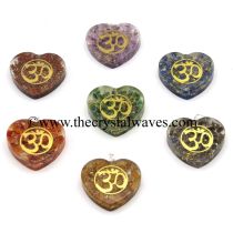 Orgone Heart Shape With Om Symbols Pendant Chakra Set