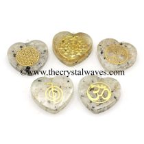 Rainbow Moonstone Chips With Mix Assorted Symbols Heart Shape Orgone Pendant