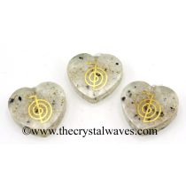 Rainbow Moonstone Chips With Cho Ku Rei Symbols Heart Shape Orgone 