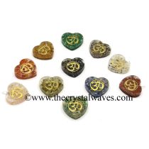 Mix Assorted Gemstone Chips With Om Symbols Heart Shape Orgone Pendant