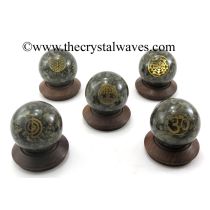 Pyrite Chips Orgone Ball Sphere With Mix Assorted Symbol