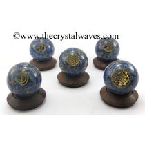 Lapis Lazuli Chips Orgone Ball Sphere With Mix Assorted Symbol