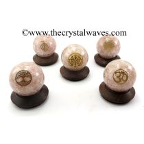 Rose Quartz Chips Orgone Ball Sphere With Mix Assorted Symbol