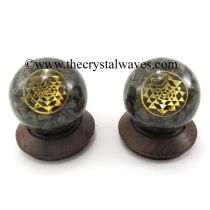Pyrite Chips Orgone Ball Sphere With Yantra Symbol