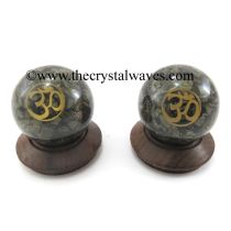 Pyrite Chips Orgone Ball Sphere With Om Symbol