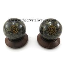 Pyrite Chips Orgone Ball Sphere With Cho Ku Rei Symbol
